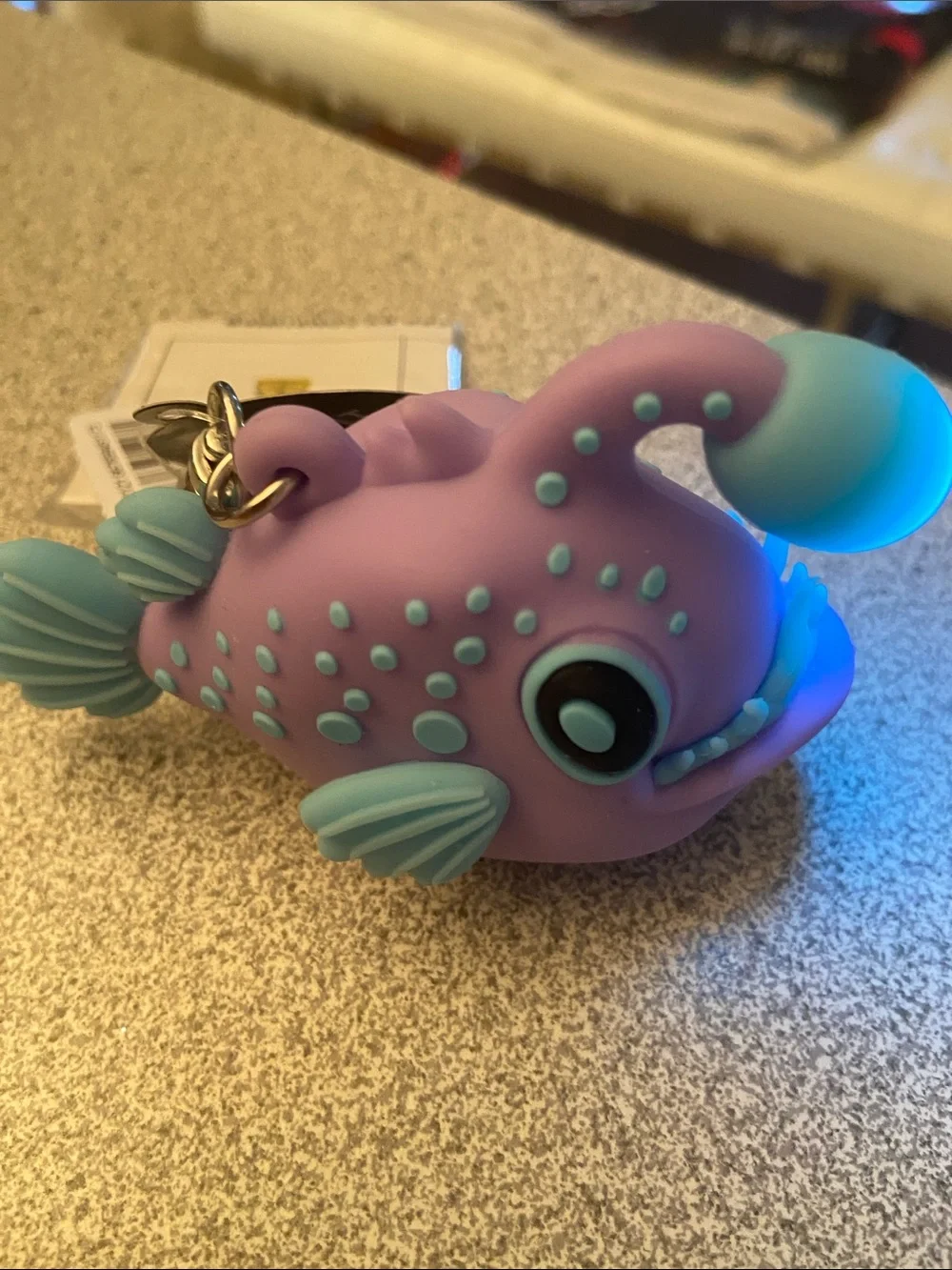 Cute Purple & Teal Fish Keychain Charm for hand sanitizer holder light